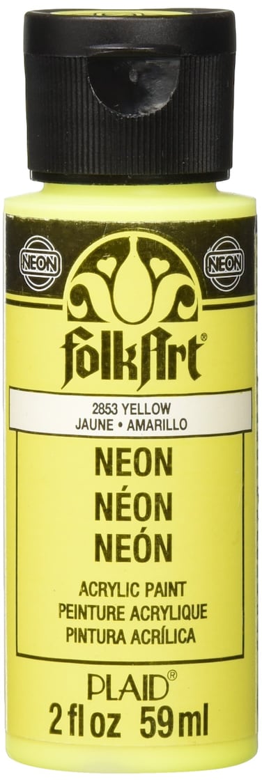 FolkArt Neon Acrylic Paint in Assorted Colors 2 Ounce 2853 Neon Yellow