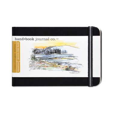 Handbook Journal Co Artist Canvas Cover Travel Notebook for Drawing and Sketching Ivory Black Pocket Landscape 35 x 55 Inches 130 GSM Paper Hardcover wPocket