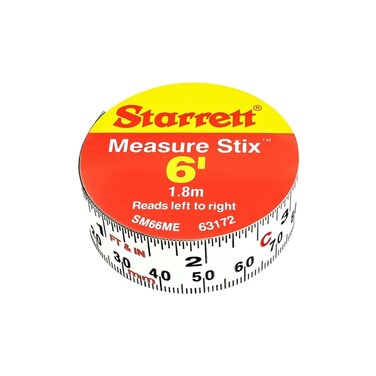 Starrett Tape Measure Stix with Adhesive Backing  Mount to Work Bench Saw Table Drafting Table  34 x 6 English Metric LeftRight Reading  SM66ME