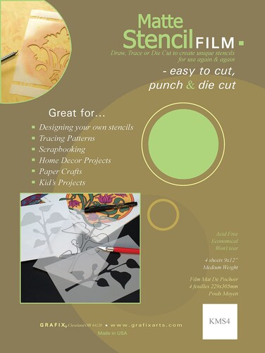 Grafix 9Inchby12Inch Stencil Film Matte 4Pack