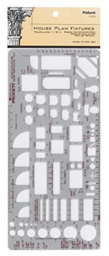 Pickett House Plan Fixtures Kitchen and Bath Template 14 Inch Scale 1151I
