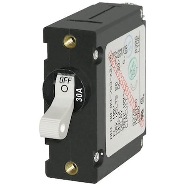 Blue Sea Systems 7222 ASeries White Toggle Circuit Breaker Single Pole 30A