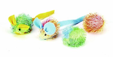 SPOT Stringy Mice  Balls  Catnip Cat Toys Interactive Colorful Plush Toys Fun for Cats and Kittens to Bat and Chase Boredom Buster  2 Mice 2 Balls