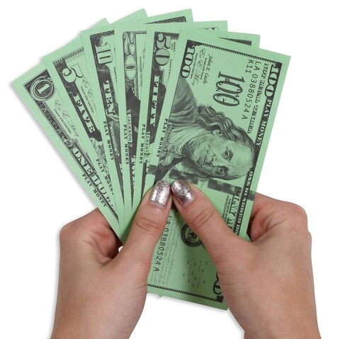 LEARNING ADVANTAGE Play Bills Set  35 Ones 25 Fives 20 Tens 15 Twenties 5 Fifties and 5 Hundreds  Replica Bills for Pretend Play with Fake Currency