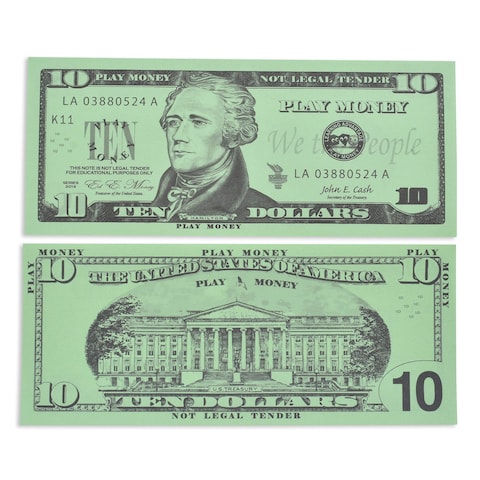 LEARNING ADVANTAGE Play Bills Set  35 Ones 25 Fives 20 Tens 15 Twenties 5 Fifties and 5 Hundreds  Replica Bills for Pretend Play with Fake Currency