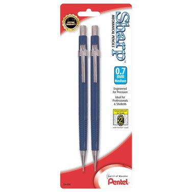 Pentel Automatic Sharp Mechanical Pencils 07 mm Blue Pack Of 2