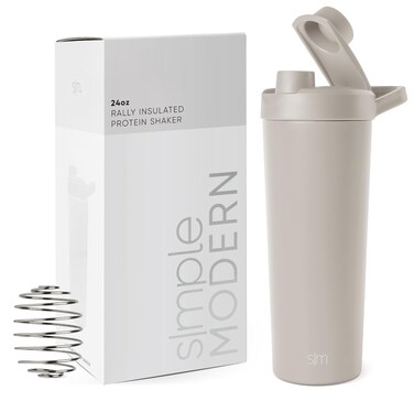 Simple Modern Stainless Steel Shaker Bottle with Ball 24oz  Metal Insulated Cup for Protein Mixes Shakes and Pre Workout  Rally Collection  Almond Birch
