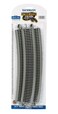 Bachmann Trains  SnapFit EZ TRACK 3550 RADIUS 18 DEGREE CURVED TRACK 5card  NICKEL SILVER Rail With Gray Roadbed  HO Scale  Grey