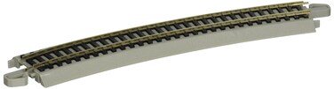 Bachmann Trains  SnapFit EZ TRACK 22 RADIUS CURVED TRACK  BULK 50 pcs  NICKEL SILVER Rail With Gray Roadbed  HO Scale