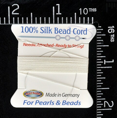 Bead Buddy 07mm Natural White Silk Cord Thread with Attached Needle  Ideal for Jewelry Making  2m Long