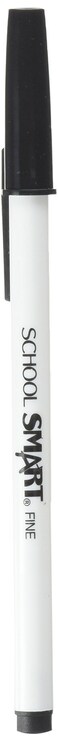 School Smart Round Stick Pen Fine Tip Black Pack of 12