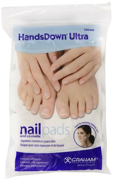 Graham Hands Down Ultra Nail and Cosmetic Pads White 240 Count
