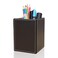 KINGFOM PU Leather Square Pens Pencils Holder Cup Desktop Stationery Organizer Case Office Accessories Container Box Brown