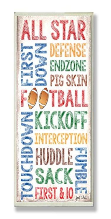 The Kids Room by Stupell All Star Football Typography Rectangle Wall Plaque 7 x 05 x 17 Proudly Made in USA