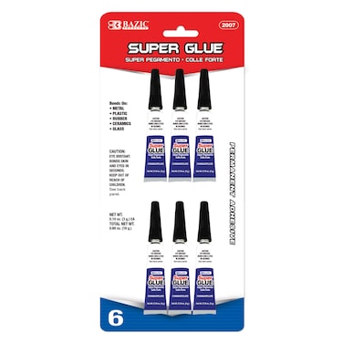 BAZIC Super Glue 3g010 Oz Small Tube Clear Adhesive Fluid Liquid Bonding for Office  Home Improvement 6Pack 1Pack