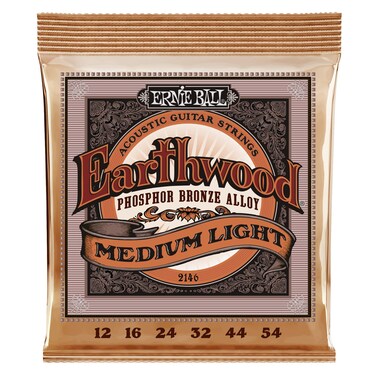 Ernie Ball Earthwood Medium Light Phosphor Bronze Acoustic Guitar Strings 1254 Gauge P02146