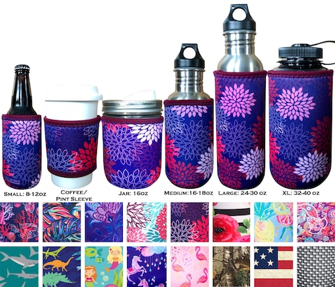 Koverz Neoprene 2430 oz Water Bottle Insulator Cooler Coolie  Midnight Mums