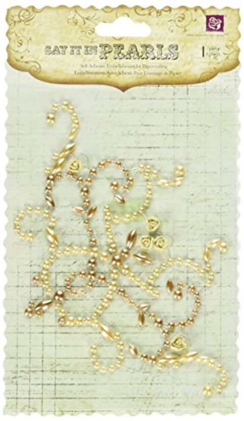 Prima 536015 434Inch Say It in Pearls Self Adhesive Jewel Art Flourish Corner with Roses Brown