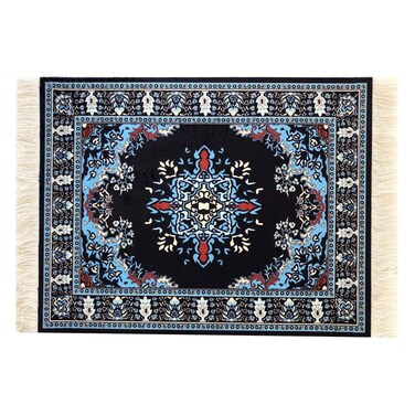 Beautiful Oriental Rug Style Mousepad Navy Miniature Carpet Computer Mouse Pad Rectangular NonSlip Elegant Office Accessories