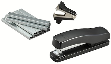 Bostitch Office Desktop Stapler Value Pack 20 Sheet Capacity Opens for Tacking includes 5000 Staples  Staple Remover Black