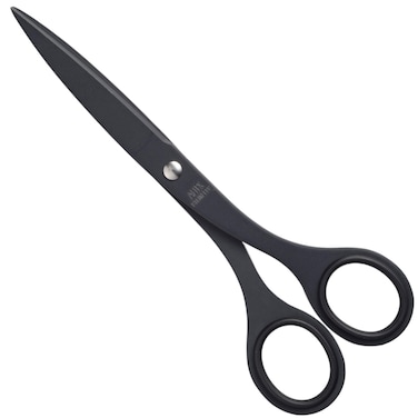 ALLEX Black Scissors for Office 65 All Metal Japanese Stainless Steel Non Stick Coated Blade Black Made in JAPAN