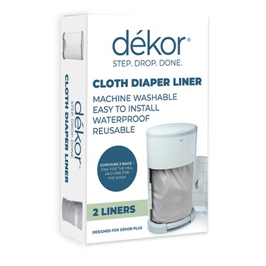 Diaper Dekor Cloth Diaper Liner  2 Count  Gray  Perfect for Cloth Diapers  Just Step  Drop  Done  Quick  Easy to Replace  Fits the Diaper Dekor Plus HandsFree Diaper Pail  Machine Washable