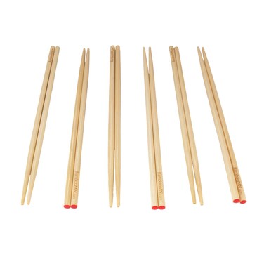 BambooMN Premium Reusable Japanese Bamboo Chopsticks Red Dot End 10 inch  12 Pairs