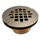 Westbrass D206B06 2 NoCaulk Compression Shower Drain with 414 Round Grid Cover 1Pack Antique Brass