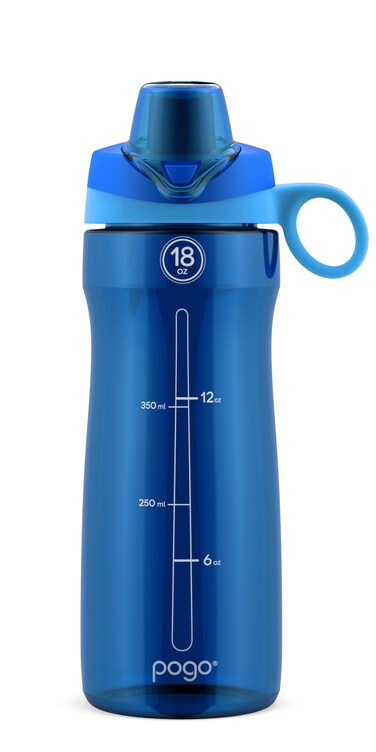 Pogo BPAFree Tritan Plastic Water Bottle with Chug Lid 18 Oz Blue