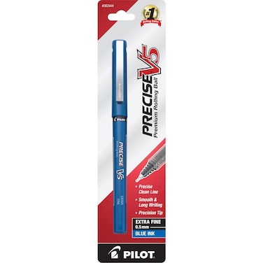 Pilot Precise V5 Premium Rolling Ball Stick Pens Extra Fine Point 05mm Blue Ink 1 count 35344