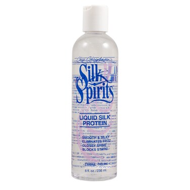 Chris Christensen Silk Spirits Liquid Protein Smooth and Silky Eliminate Frizz Glossy Shine Black Statis Dog Conditioner Groom Like a Professional 8 oz