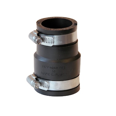 Fernco P1056150125 Flexible PVC Pipe Coupling Cast Iron Plastic or Steel Plumbing Connections 112 x 114 Black