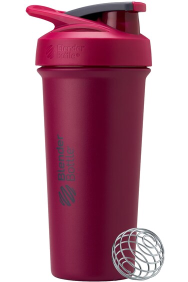 BlenderBottle Strada Sleek Shaker Cup Insulated Stainless Steel Water Bottle with Wire Whisk 25Ounce Raspberry