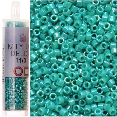 Miyuki Delica Seed Beads 110 Opaque Turquoise AB DB166 72 Grams