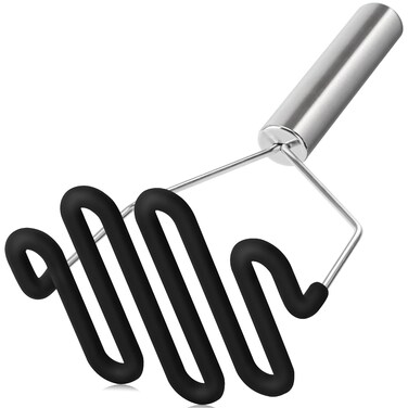 Urbanstrive NonScratch Silicone Potato Masher Kitchen Tool Potatoes Masher Potato Masher Stainless Steel Wrapped In Premium Silicone Potato Smasher Black