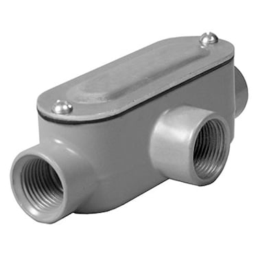 TayMac RLT125 Threaded T Type Conduit Body Die Cast Aluminum Stamped Steel Cover 1 4Inch  Gray