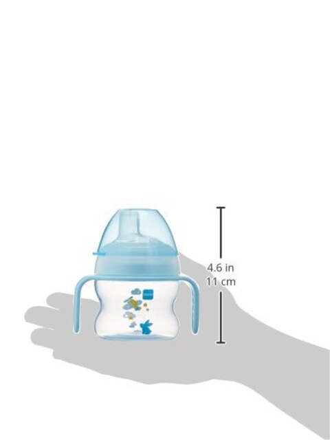 MAM Starter Cup 1 Count MAM Sippy Cup Drinking Cup with ExtraSoft SpillFree Spout and NonSlip Handles for Boys 4 Months Five Ounces Blue