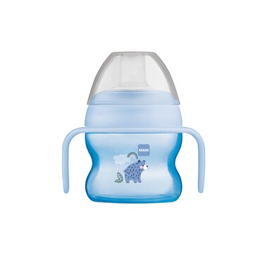MAM Starter Cup 1 Count MAM Sippy Cup Drinking Cup with ExtraSoft SpillFree Spout and NonSlip Handles for Boys 4 Months Five Ounces Blue