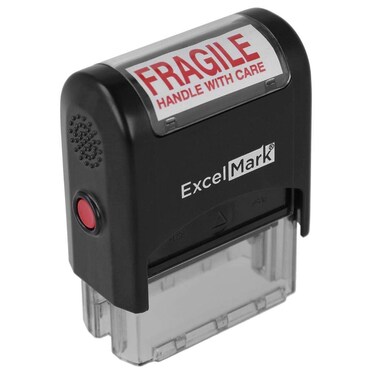 Fragile Handle with Care  Self Inking Rubber Stamp  Red Ink