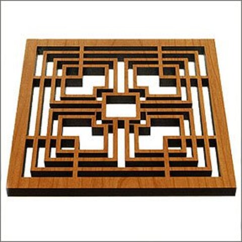 Frank Lloyd Wright Storer Textile Block Hardwood Trivet and Wall Decor