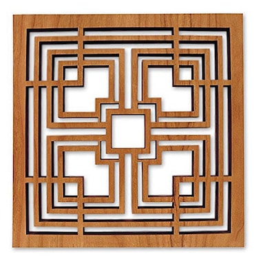 Frank Lloyd Wright Storer Textile Block Hardwood Trivet and Wall Decor