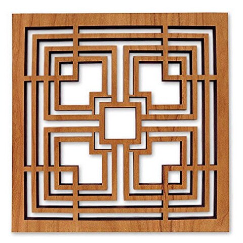 Frank Lloyd Wright Storer Textile Block Hardwood Trivet and Wall Decor