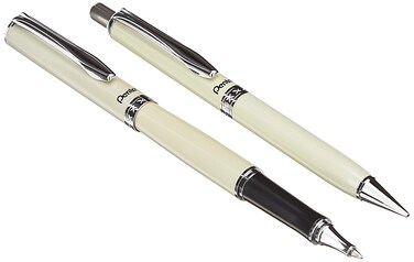 Pentel Libretto Roller Gel Pen and Pencil Set with Gift Box Pen 07mm and Pencil 05mm Cream Barrels K6A8WA