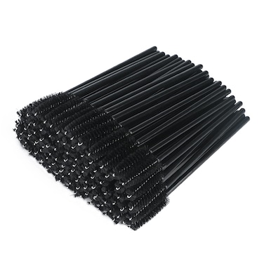 G2PLUS 100PCS Disposable Eyelash Brushes Adjustable Mascara Wands Makeup Applicator Kits Eyelash Spoolies Brushes for Eyelash Extensions and Eyebrows Black