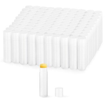 Mirrline 100 Pcs 5g Empty Lip Balm Containers Plastic Lipstick Tubes Refillable Lip Gloss Bottles for DIY Deodorant Balm Cosmetic  Wihte