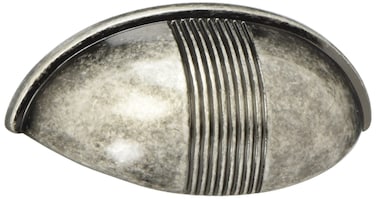 MNG Hardware 13611 2 12Inch CC 3 14Inch Overall Striped Cup Pull Distressed Antique Silver
