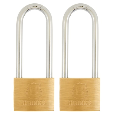 BRINKS  40mm Solid Brass Keyed Padlock with 25 Shackle Clearance 2Pack  Chrome Plated with Hardened Steel Shackle 17142201