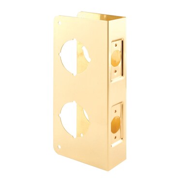 PrimeLine U 9546 Brass Lock and Door Reinforcement Plate for 134 In Thick Doors Brass Finish Single Pack