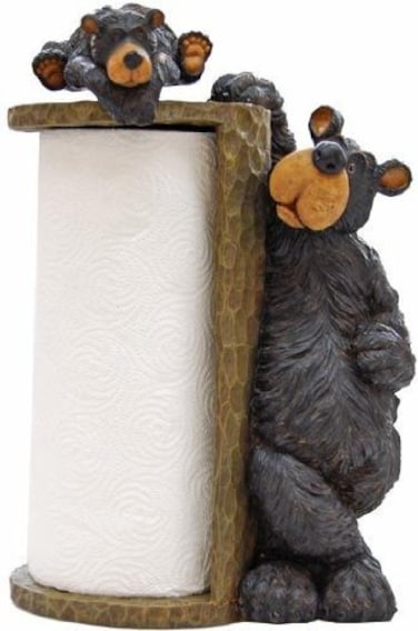 Willie Black Bear Paper Towel Holder Rack for Free Standing on Counter or Table Great Kitchen Decor 14