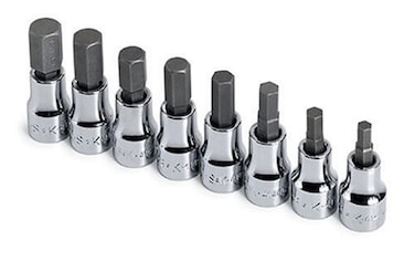 SK Tools USA 38 Drive 8 Piece Standard Metric Chrome Hex Bit Socket Set 5MM  12MM  19708